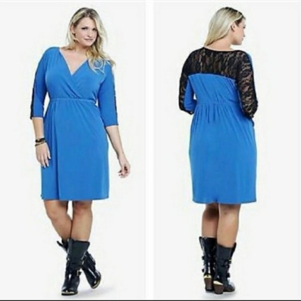 Torrid Blue with Back Lace Dress